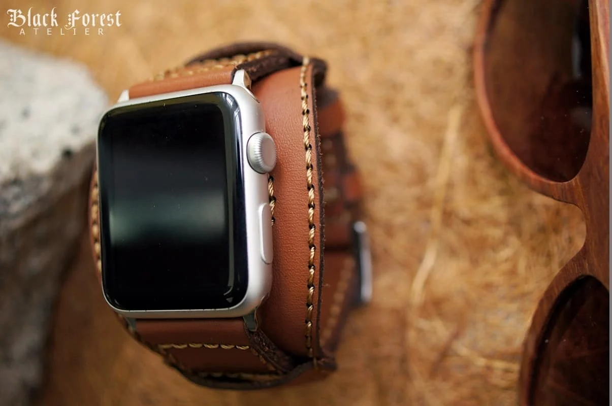 AWBF09 -CUFF Handmade Leather Strap incl. Lugs Adapter for Apple Watch 1 series and 2 Series (or Apple Watch Sport) 42mm or 38mm – image 6